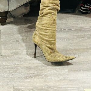 Aldo Shimmering Gold Heeled Boots
